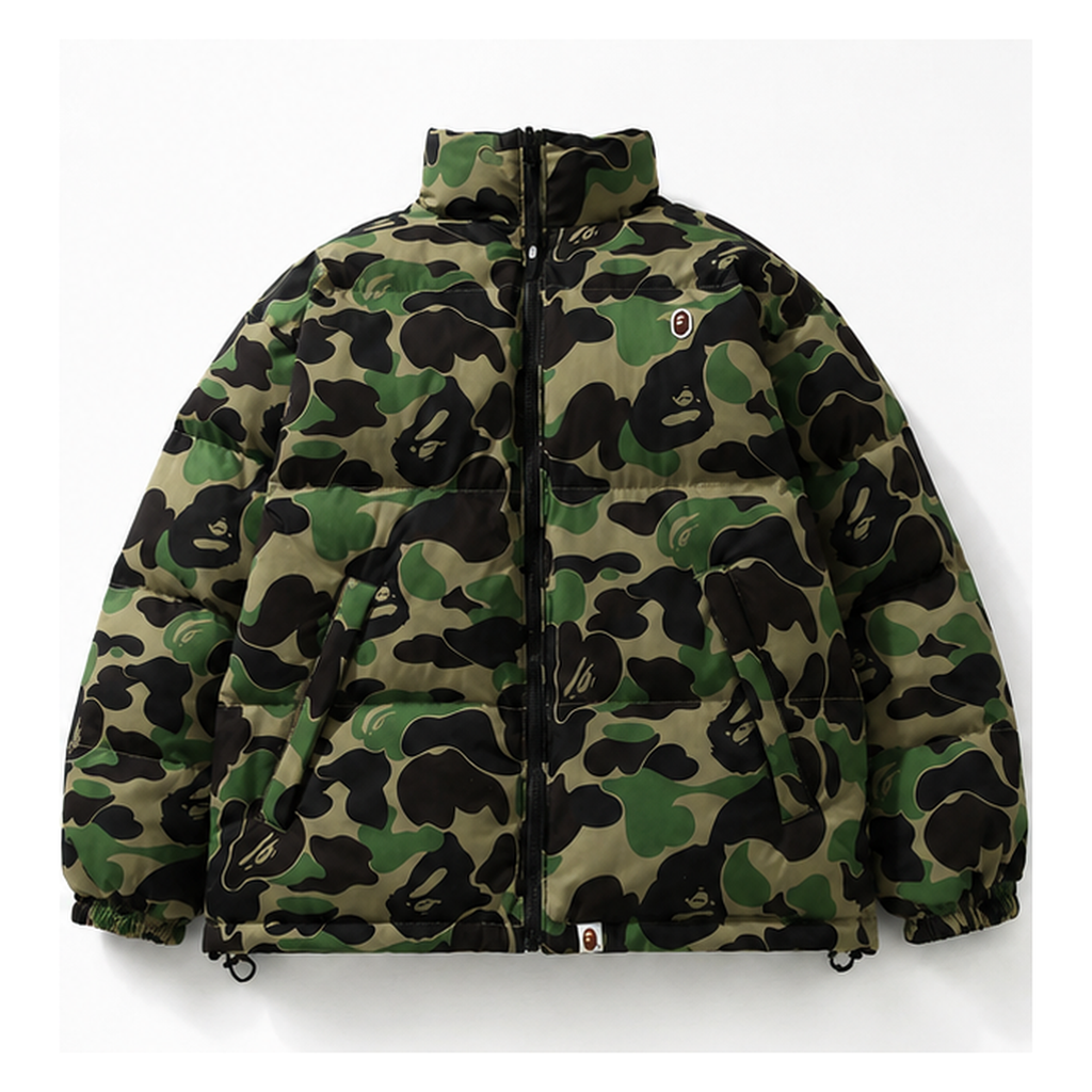 Bape camouflage-style down jacket