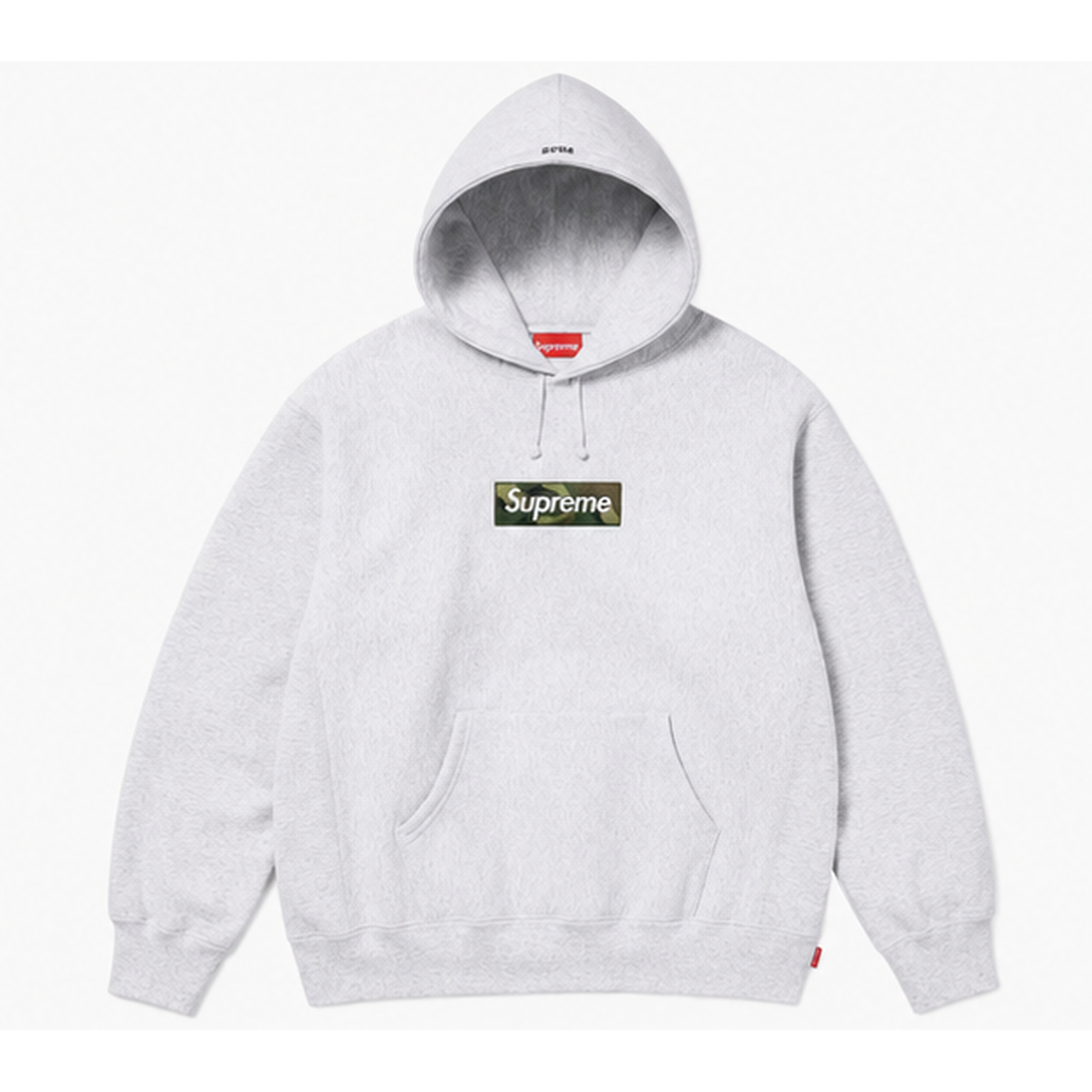 Supreme Patterned Logo hoodie Gray Red Oversized with Polished Detail