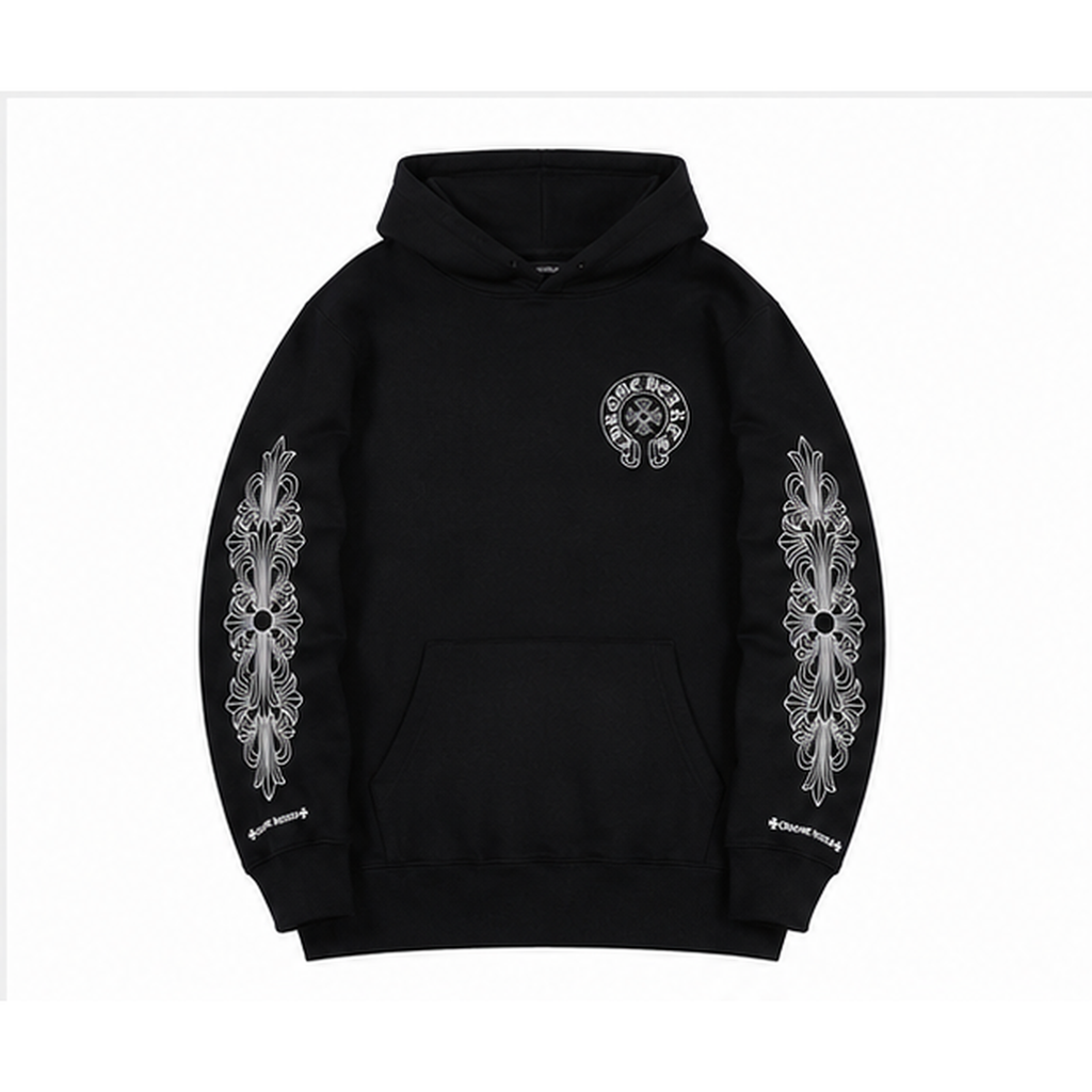 Chrome Hearts Travel Cross graphic hoodie Black Blue Cross with Modern Look