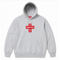 Supreme Streetwear Logo hoodie Gray Red Oversized with Logo Accent