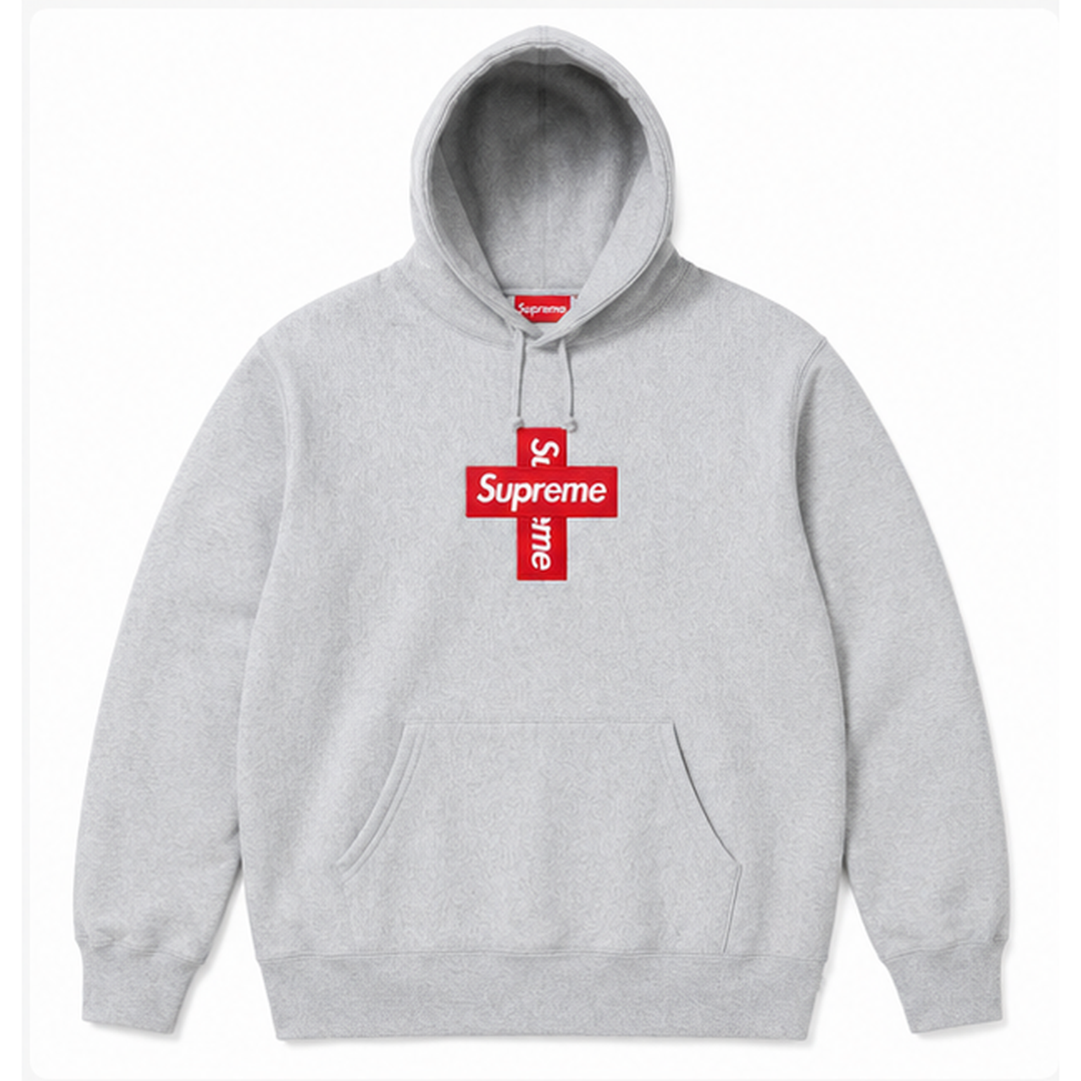 Supreme Streetwear Logo hoodie Gray Red Oversized with Logo Accent