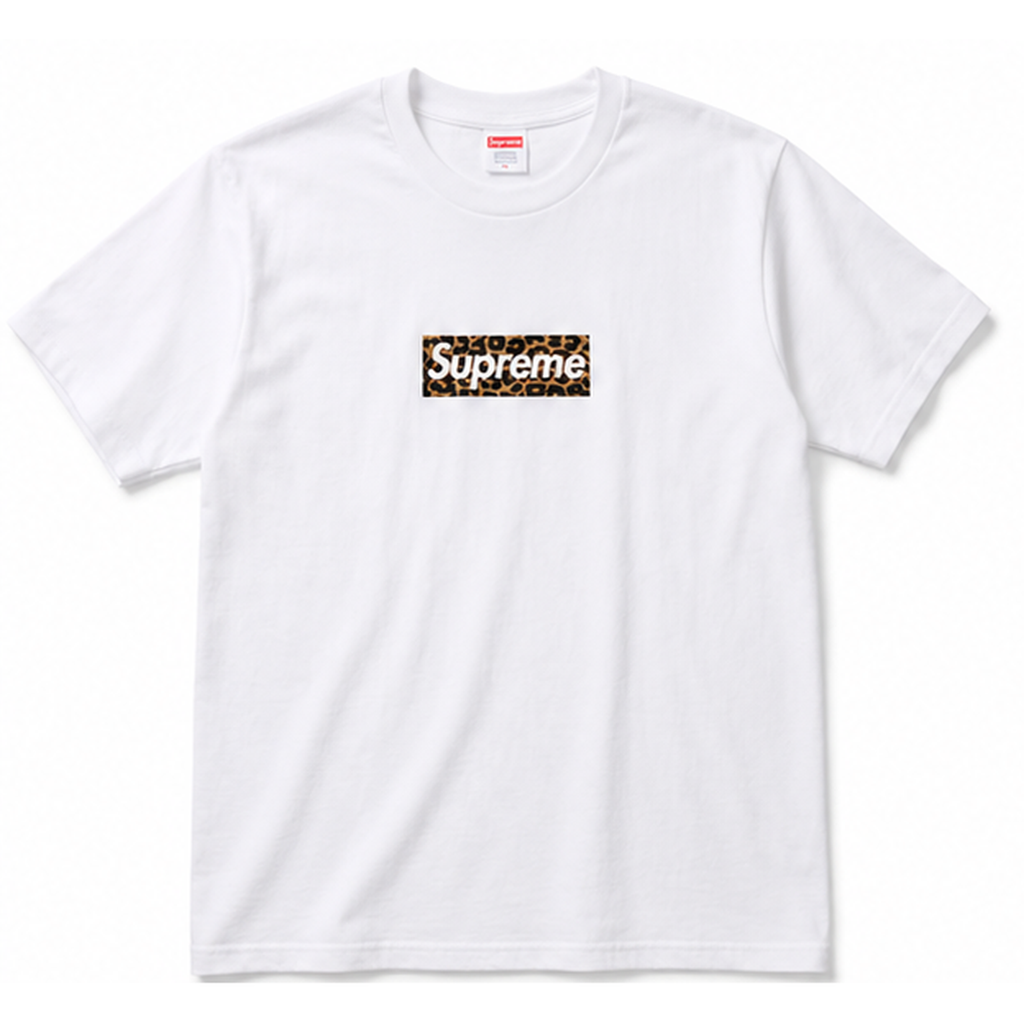 Supreme leopard - print style white T - shirt