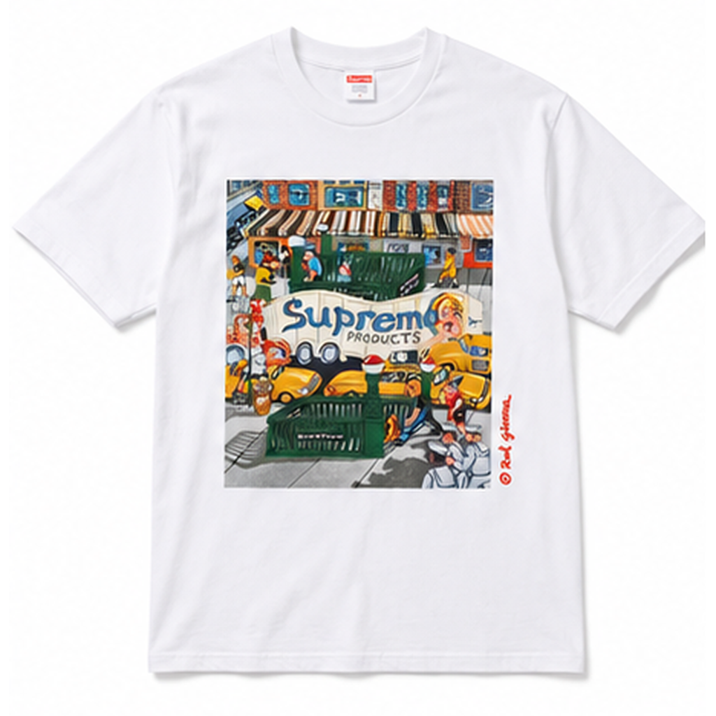 Supreme street style white T-shirt