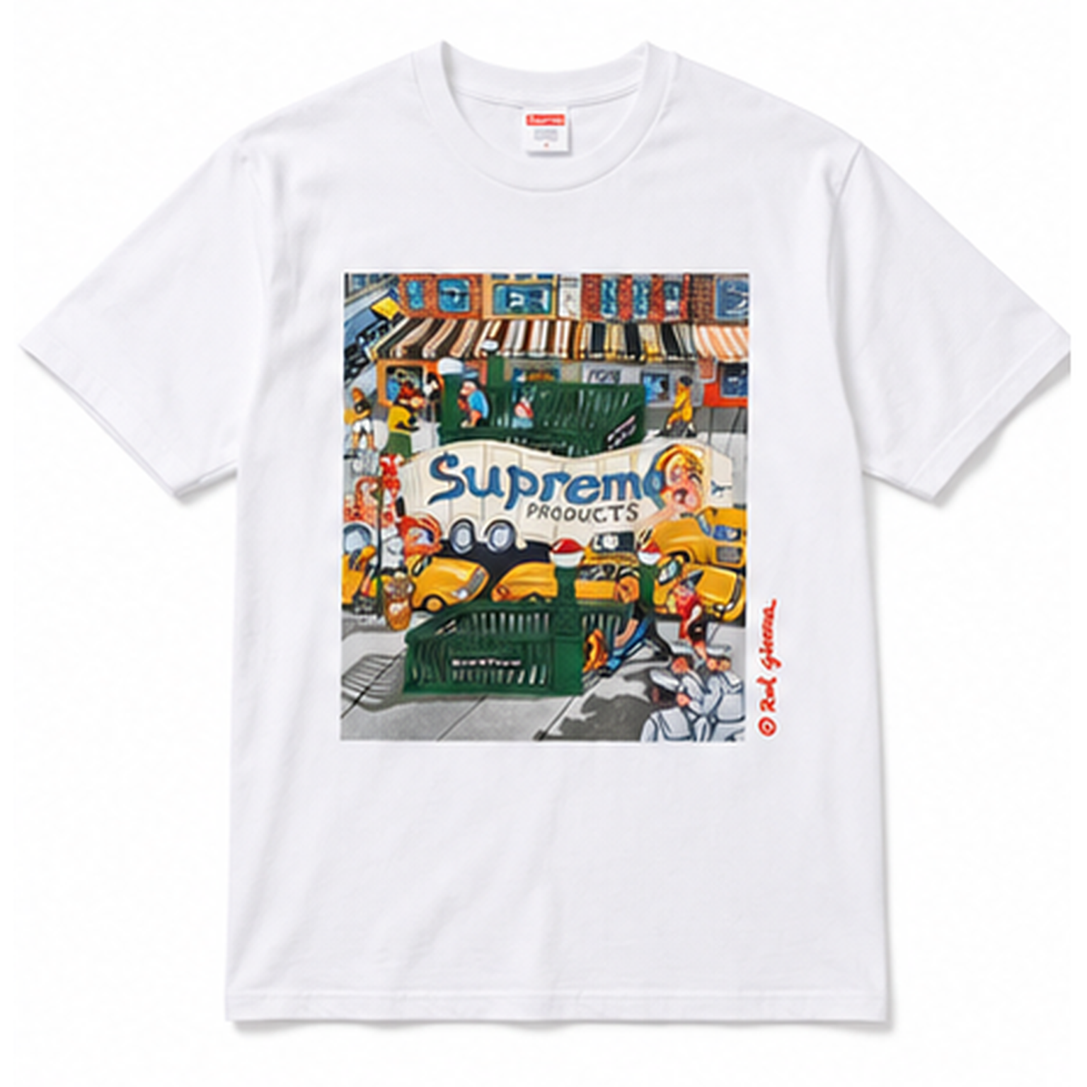 Supreme street style white T-shirt
