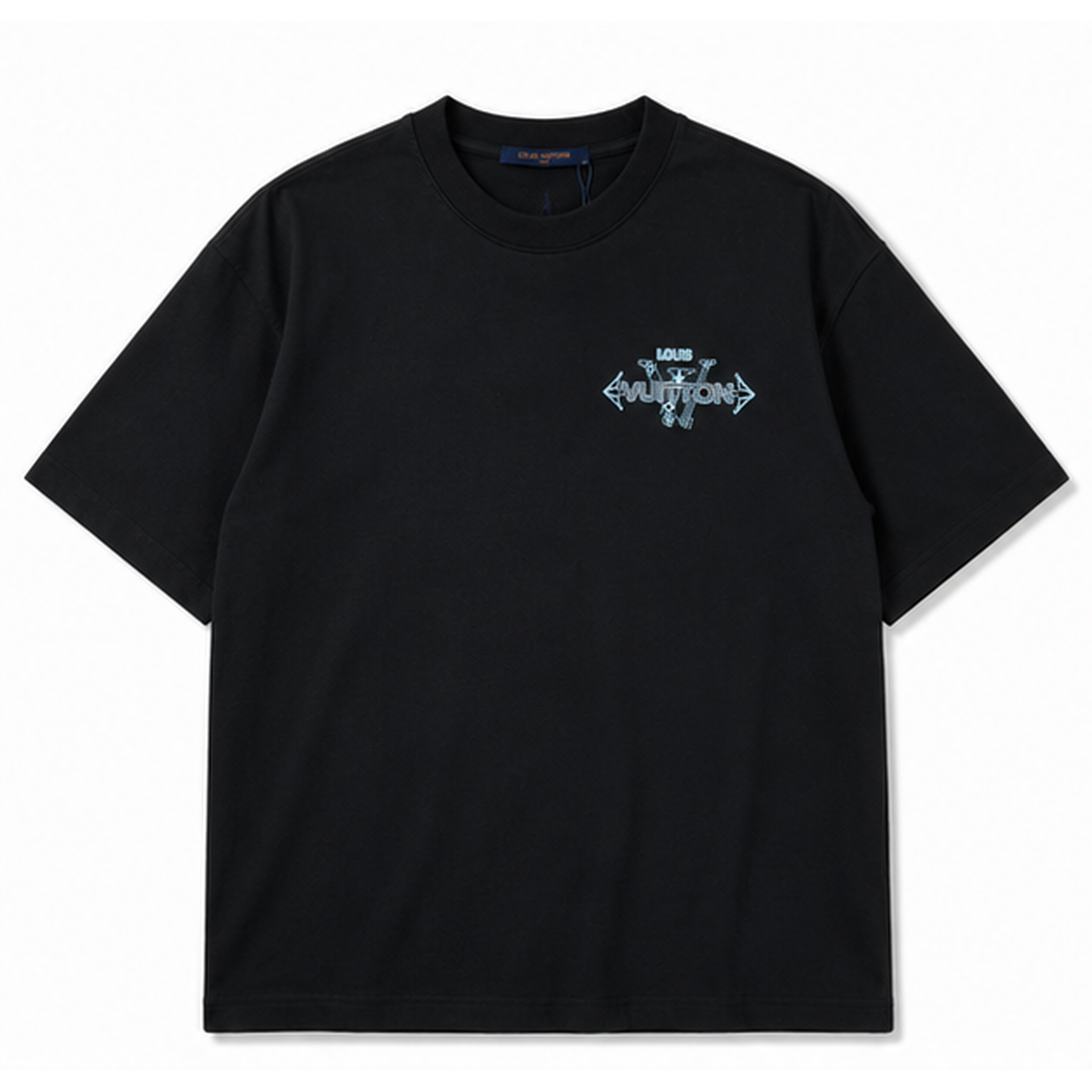 Louis Vuitton Letter Print Streetwear Style Black T-Shirt