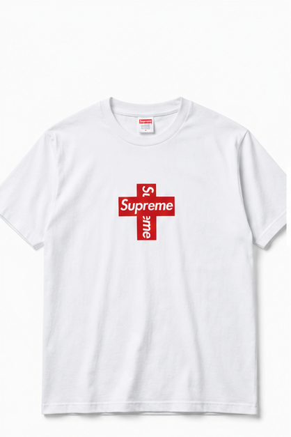 Supreme Cross Trend Brand White T-shirt