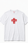 Supreme Cross Trend Brand White T-shirt