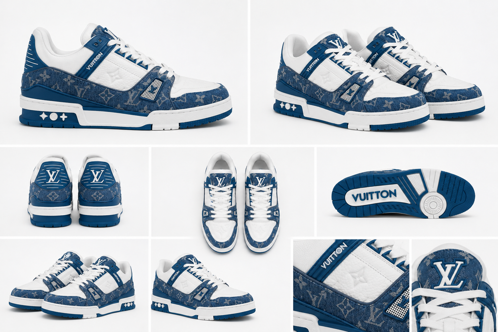 Classic blue and white sneakers of Louis Vuitton