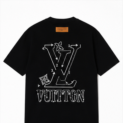 Louis Vuitton Printed Cool Style Black Short-sleeve T-shirt