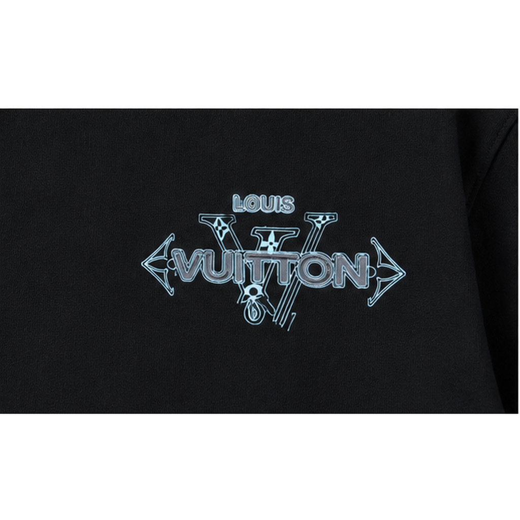 Louis Vuitton Letter Print Streetwear Style Black T-Shirt