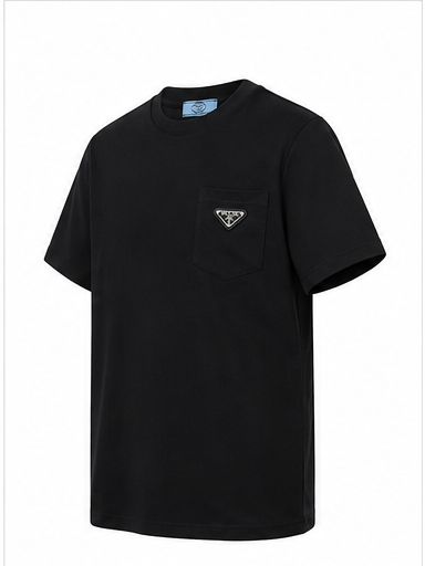 Prada Triangle Logo Minimalist Style Black Short-sleeve T-shirt
