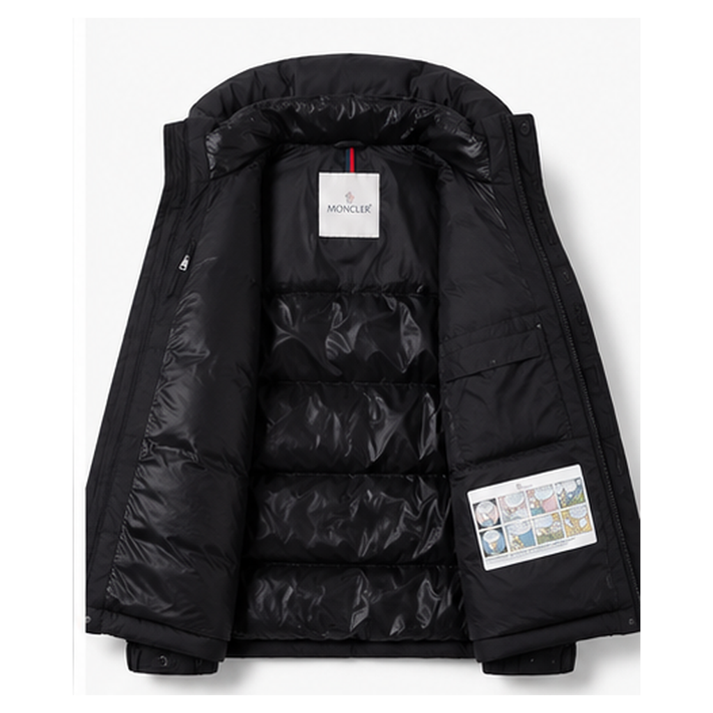 Moncler black minimalist style down jacket