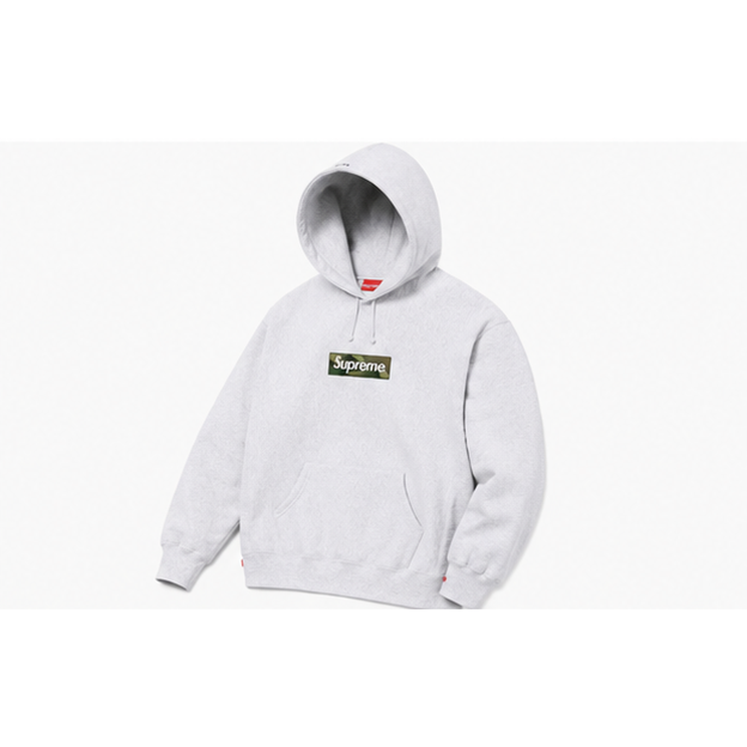 Supreme Patterned Logo hoodie Gray Red Oversized with Polished Detail