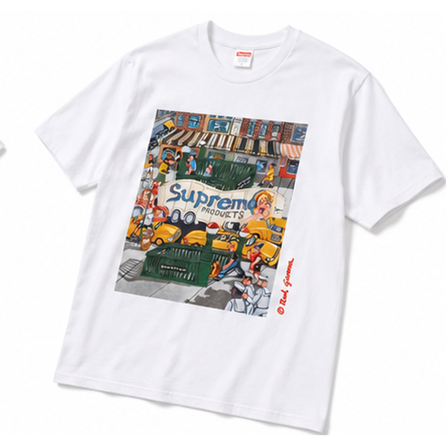Supreme street style white T-shirt