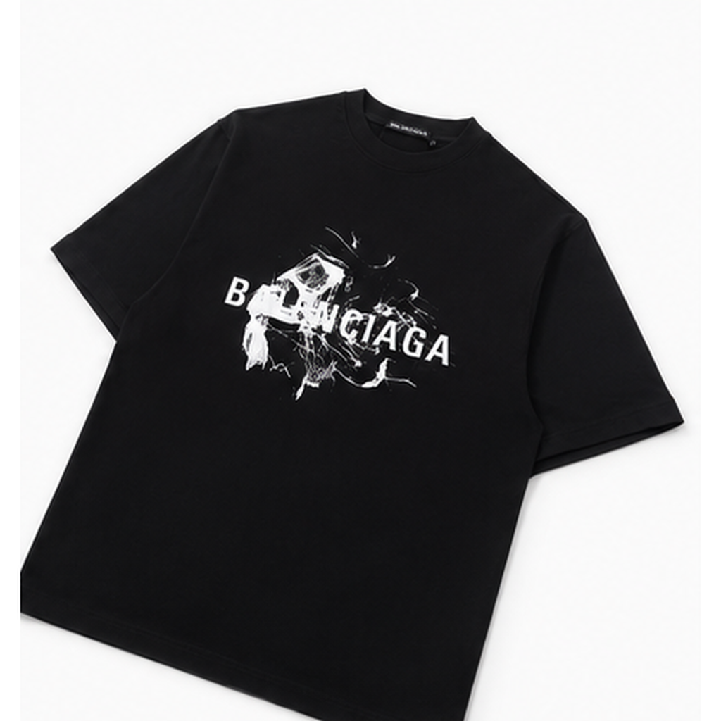 Balenciaga Distressed Print Cool Trendy Black T-Shirt