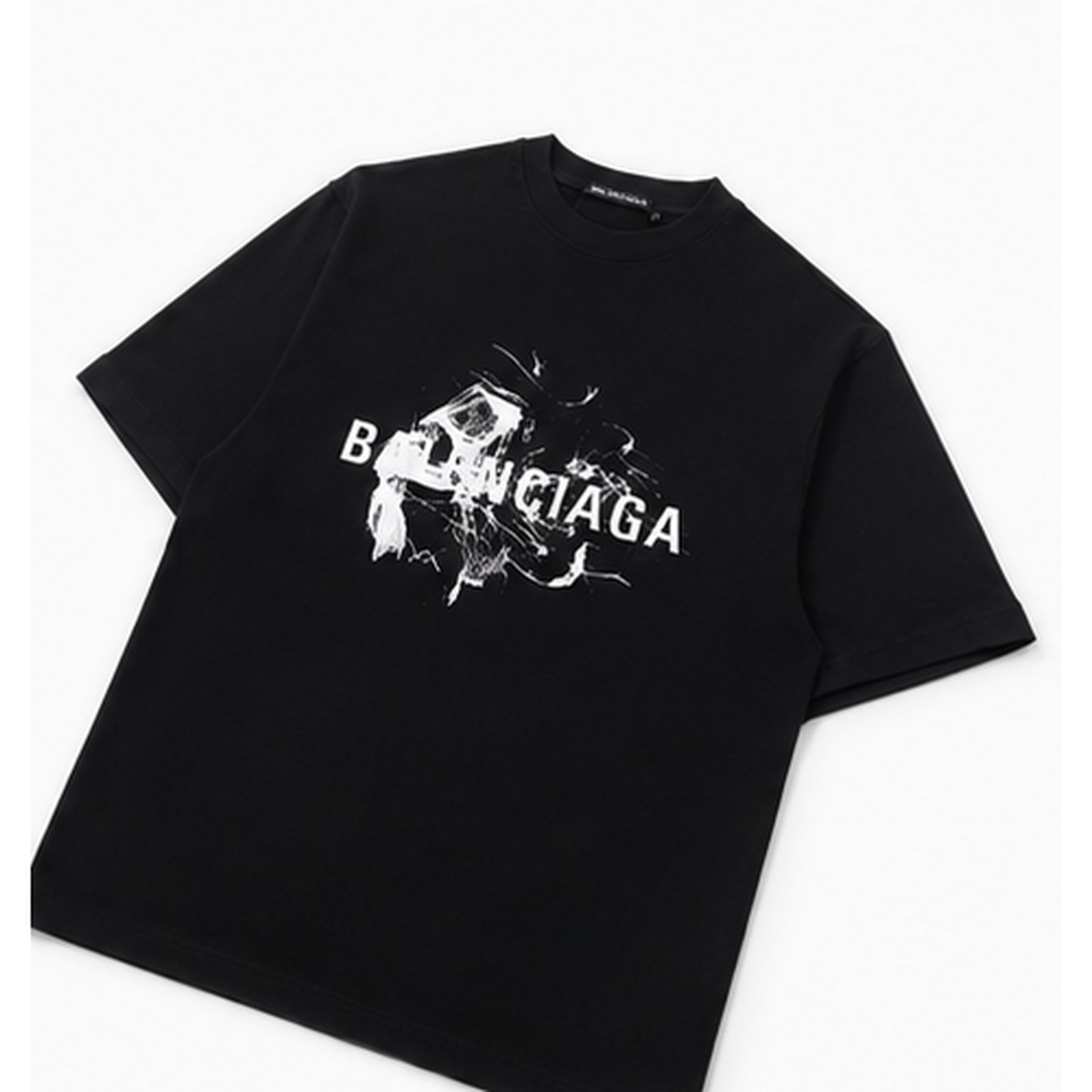 Balenciaga Distressed Print Cool Trendy Black T-Shirt