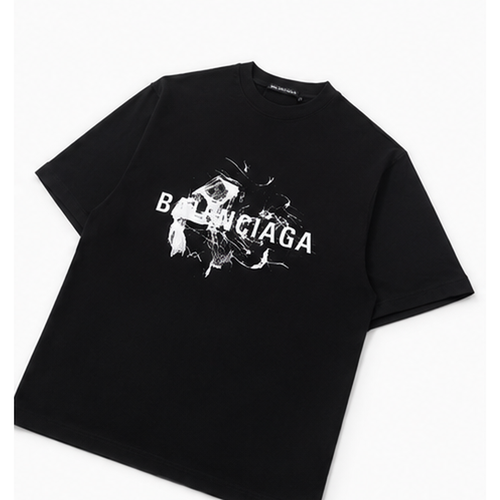 Balenciaga Distressed Print Cool Trendy Black T-Shirt