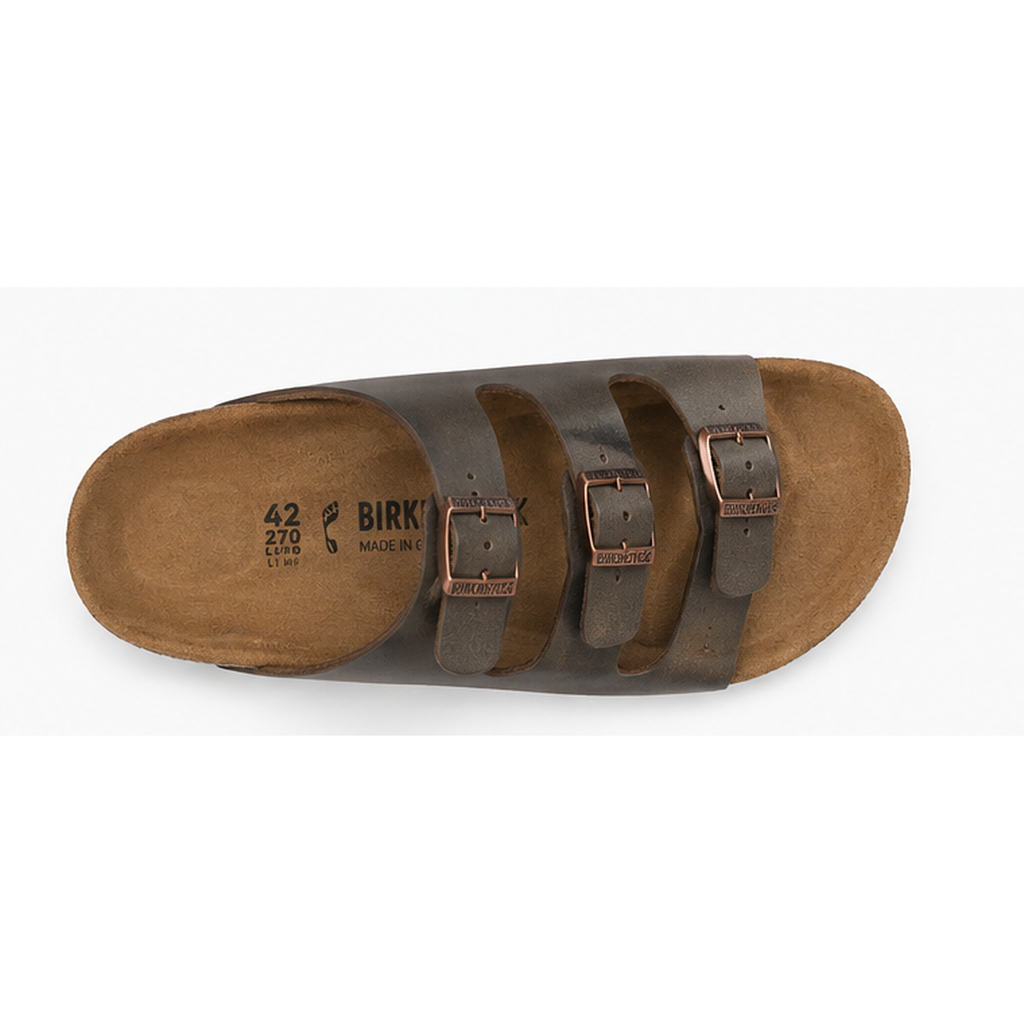 BIRKENSTOCK Three-Buckle Casual Grey Slides