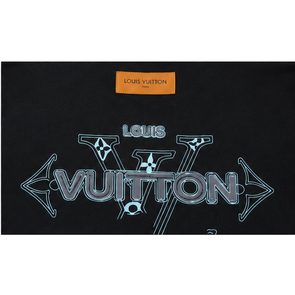 Louis Vuitton Letter Print Streetwear Style Black T-Shirt