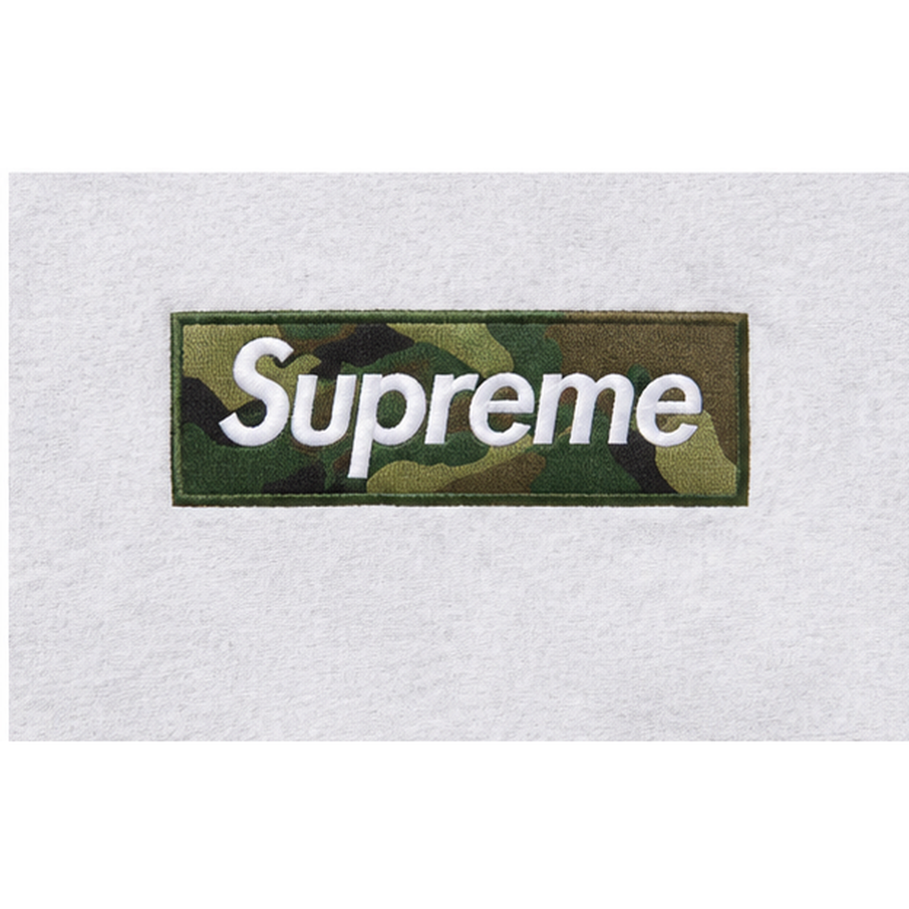 Supreme Patterned Logo hoodie Gray Red Oversized with Polished Detail