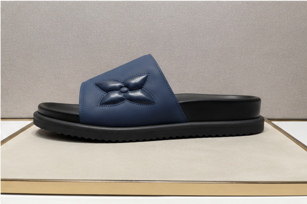 Louis Vuitton Monogram Minimalist Style Navy Blue Slides