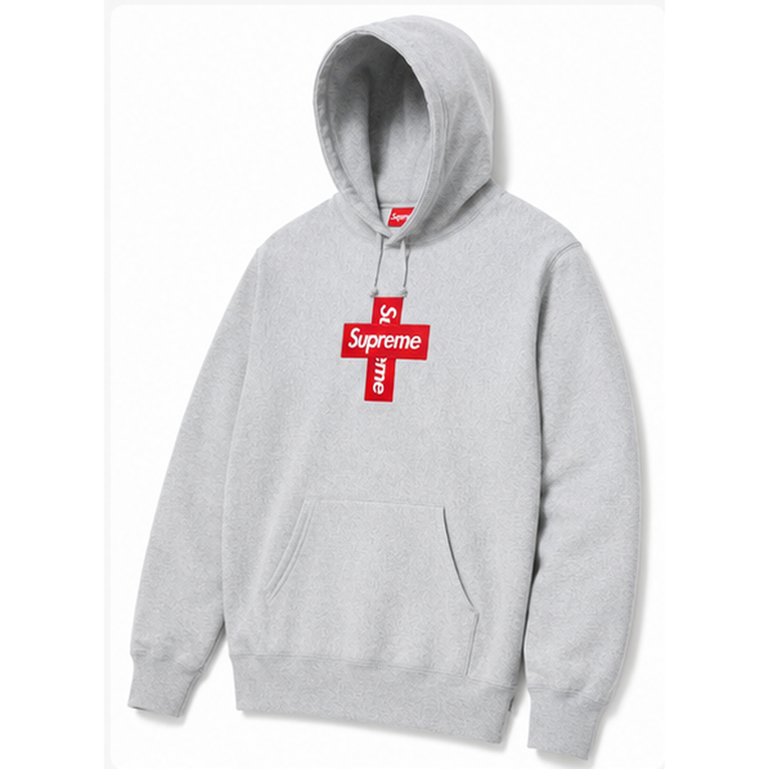 Supreme Streetwear Logo hoodie Gray Red Oversized with Logo Accent