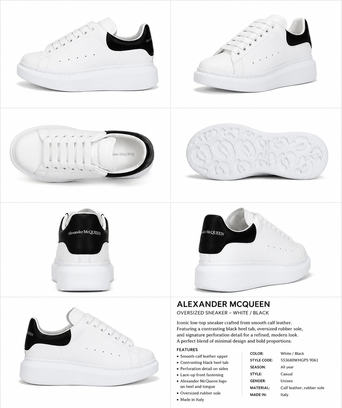McQueen Black - Tail Casual White Sneakers