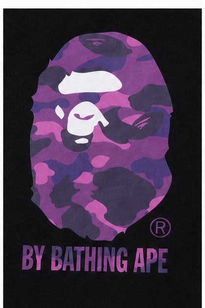 Bape camouflage-style black T-shirt