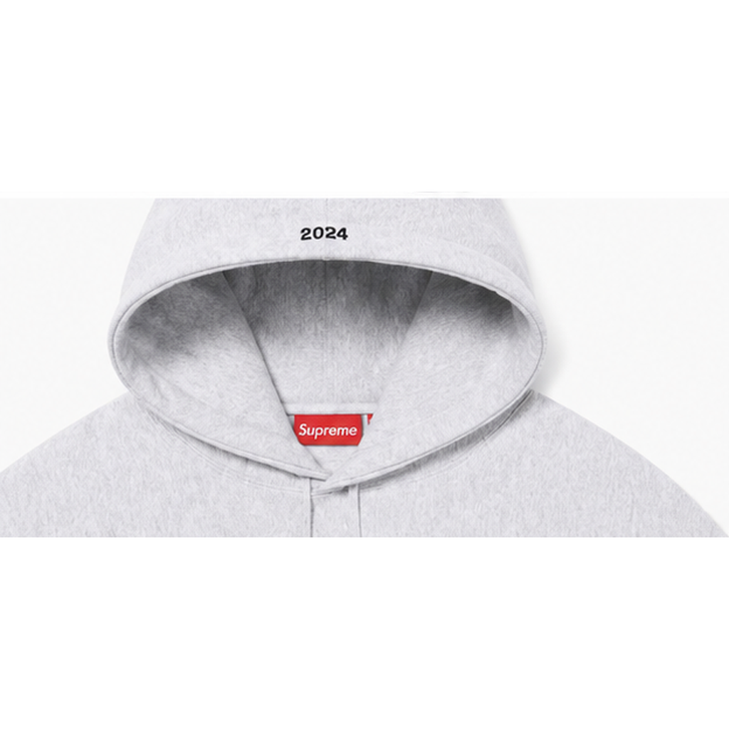Supreme Patterned Logo hoodie Gray Red Oversized with Polished Detail