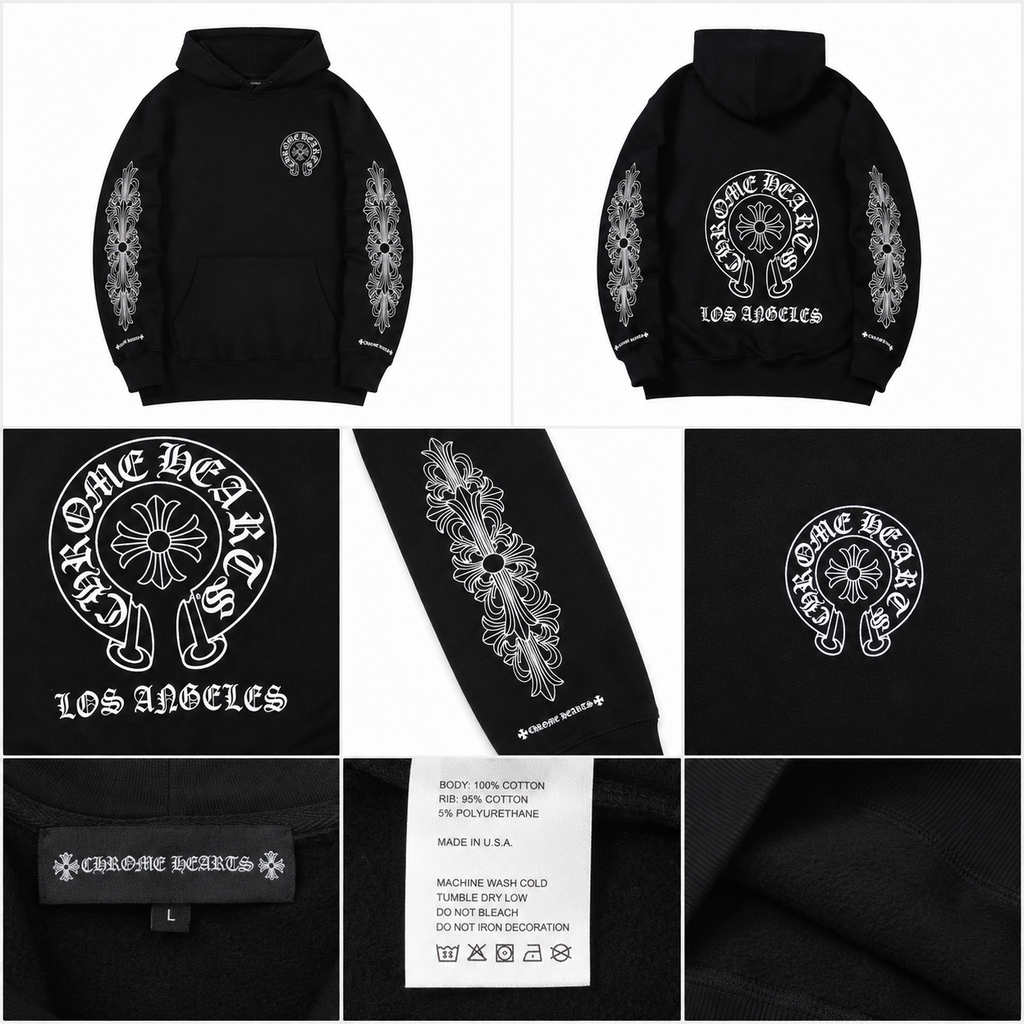 Chrome Hearts Travel Cross graphic hoodie Black Blue Cross with Modern Look