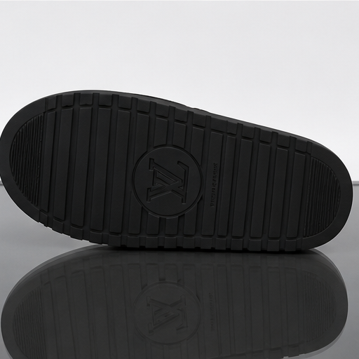 Louis Vuitton Classic Monogram Light Luxury Style Brown and Black Slide Sandals