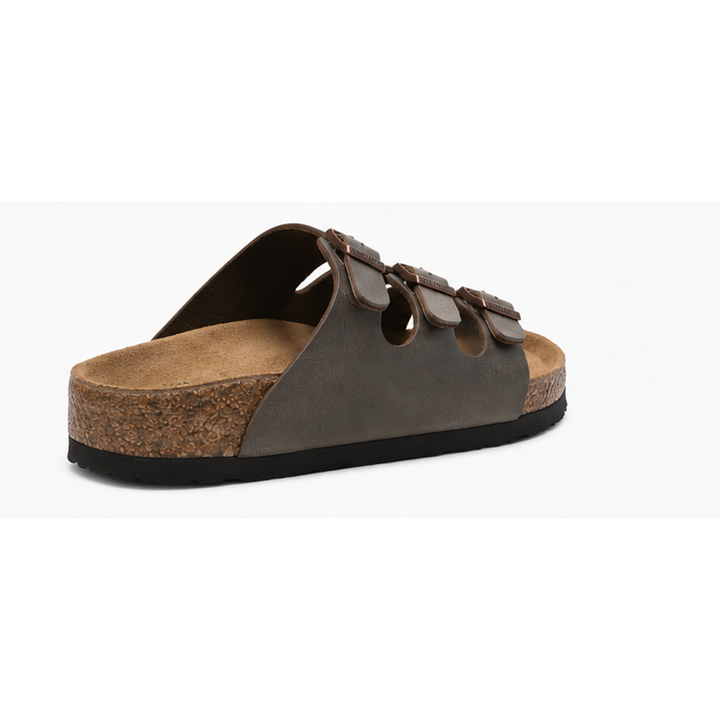 BIRKENSTOCK Three-Buckle Casual Grey Slides