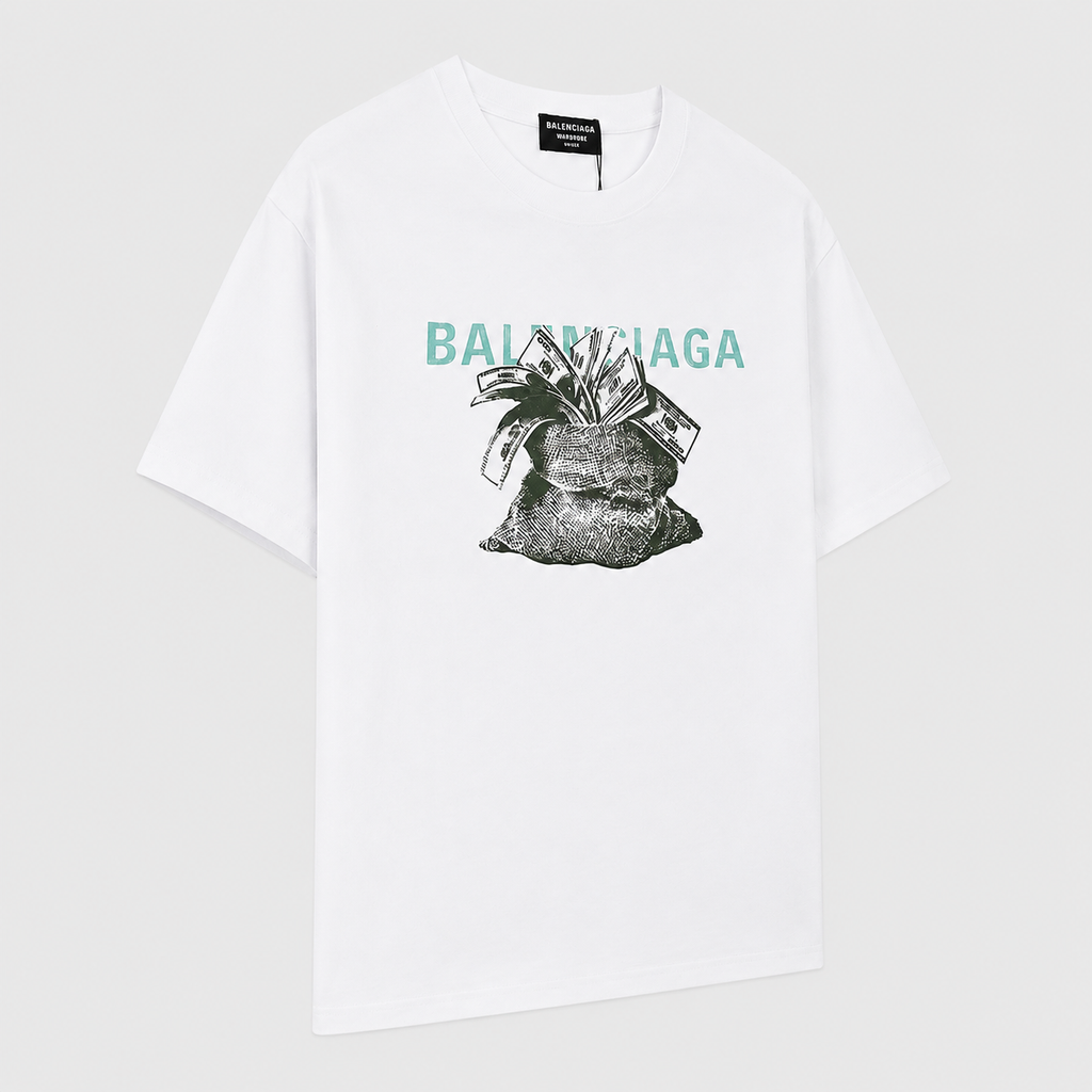 Balenciaga Money Bag Print White T-shirt