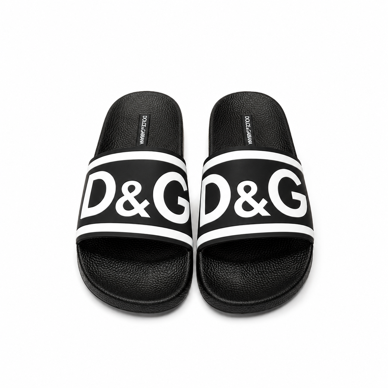D&G Classic Large Logo Casual Style Black Slide Slippers