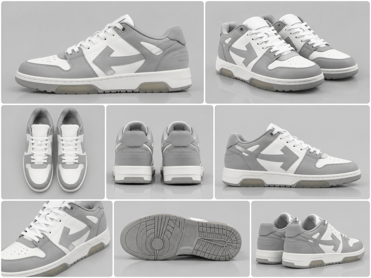 Off-White Grey and White Trendy Sneakers