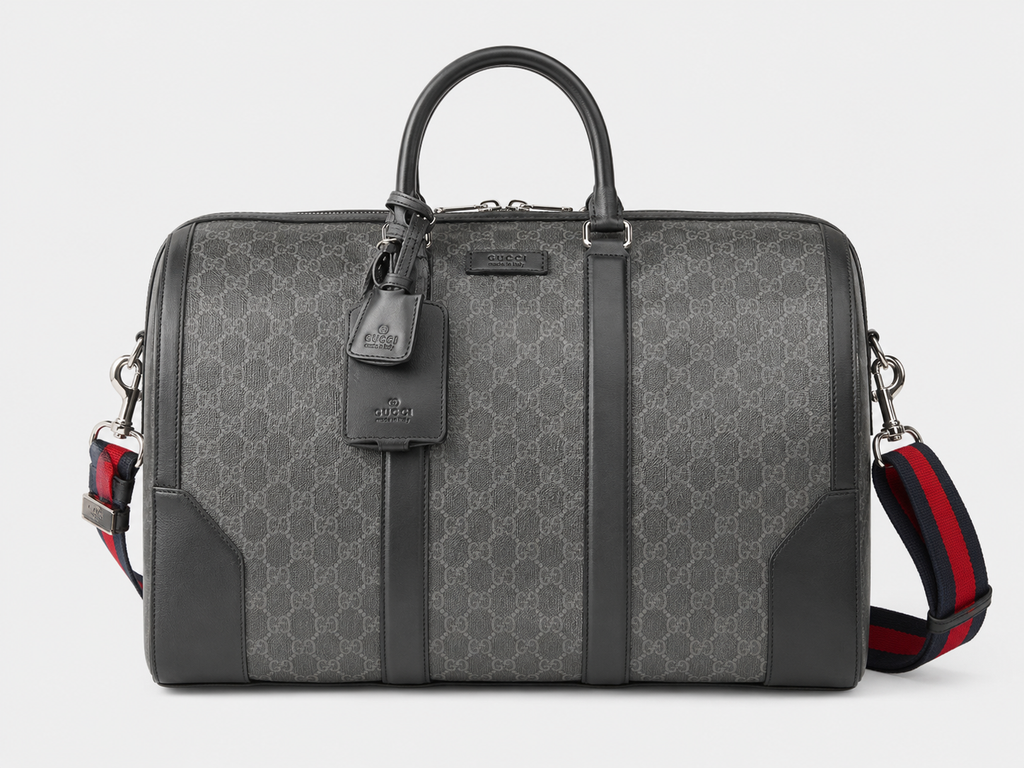 Gucci Duffel Bag with Gray GG Monogram Duffel for Streetwear Looks