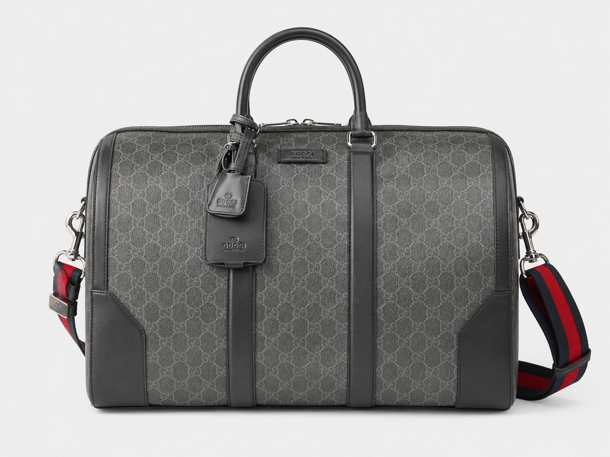 Gucci Duffel Bag with Gray GG Monogram Duffel for Streetwear Looks