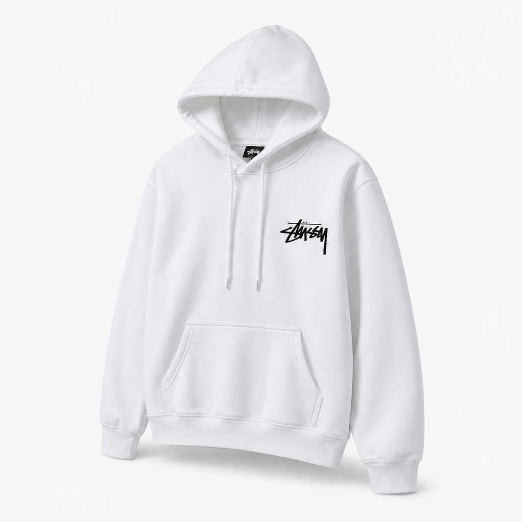 Stussy No.8 Ball Style White Hoodie