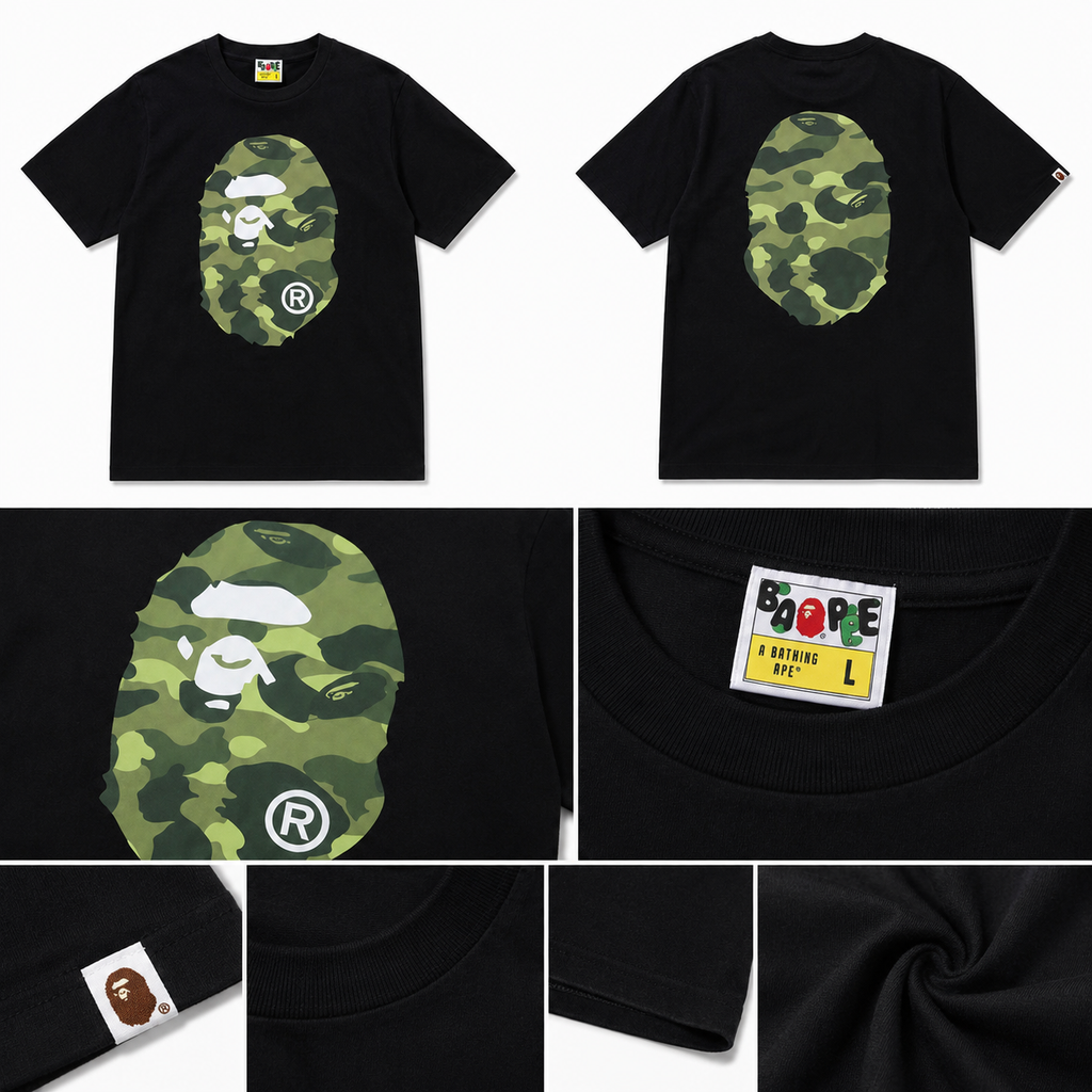 Bape camouflage style black T-shirt