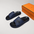Hermès H Series Light Luxury Style Dark Blue Slides