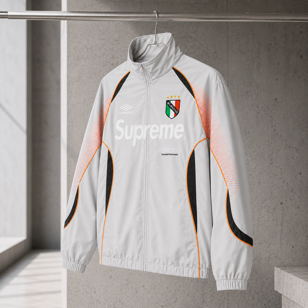 Supreme White Peach Hooded Track Jacket