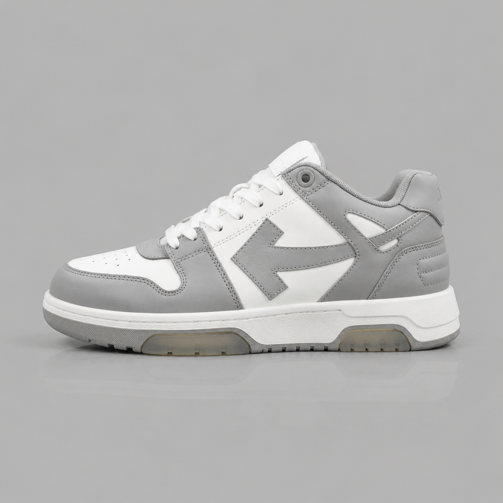 Off-White Grey and White Trendy Sneakers