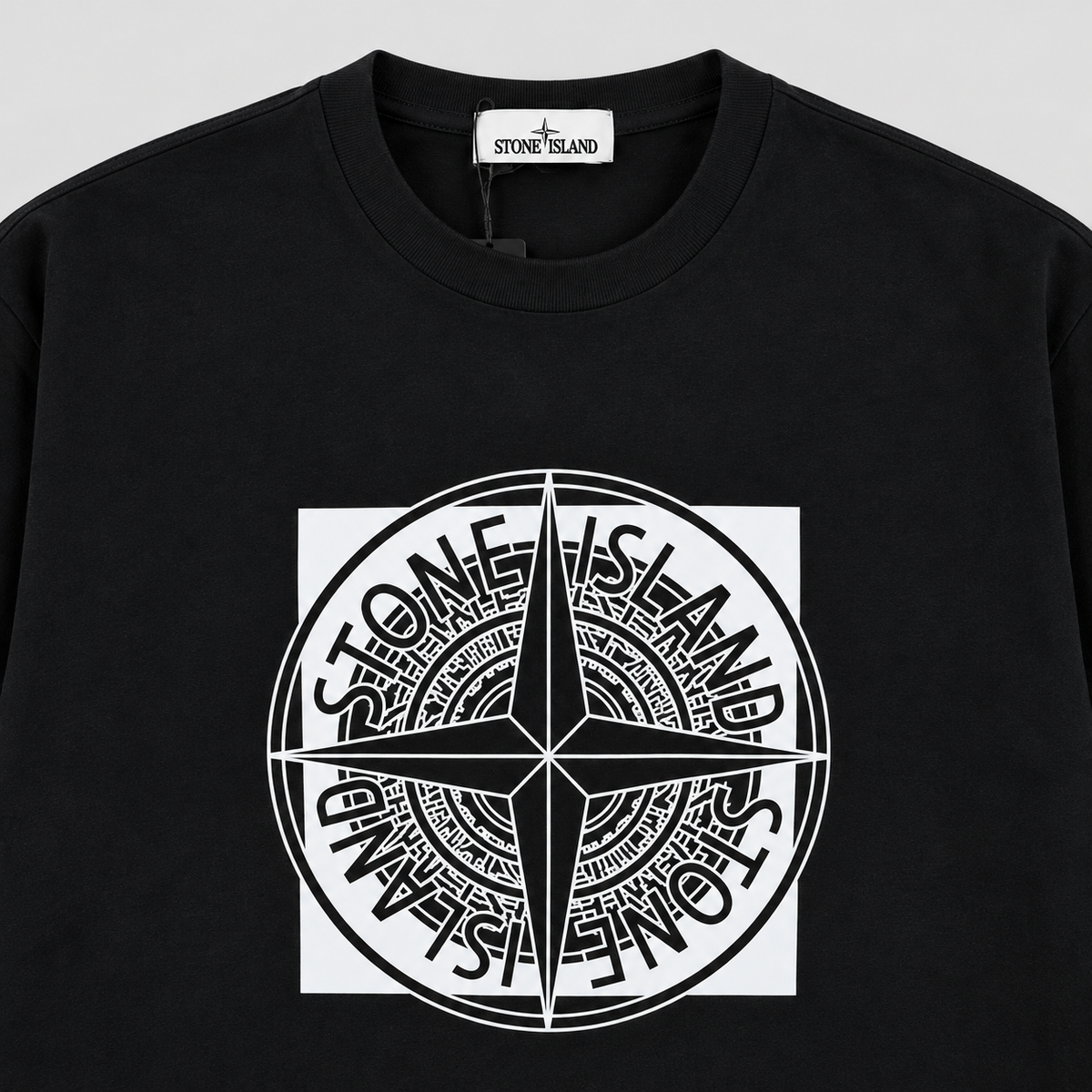 Stone Island Compass Print Street Style Black T-Shirt