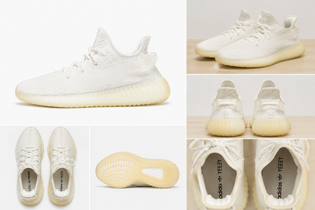 Yeezy 350 minimalist style white shoes
