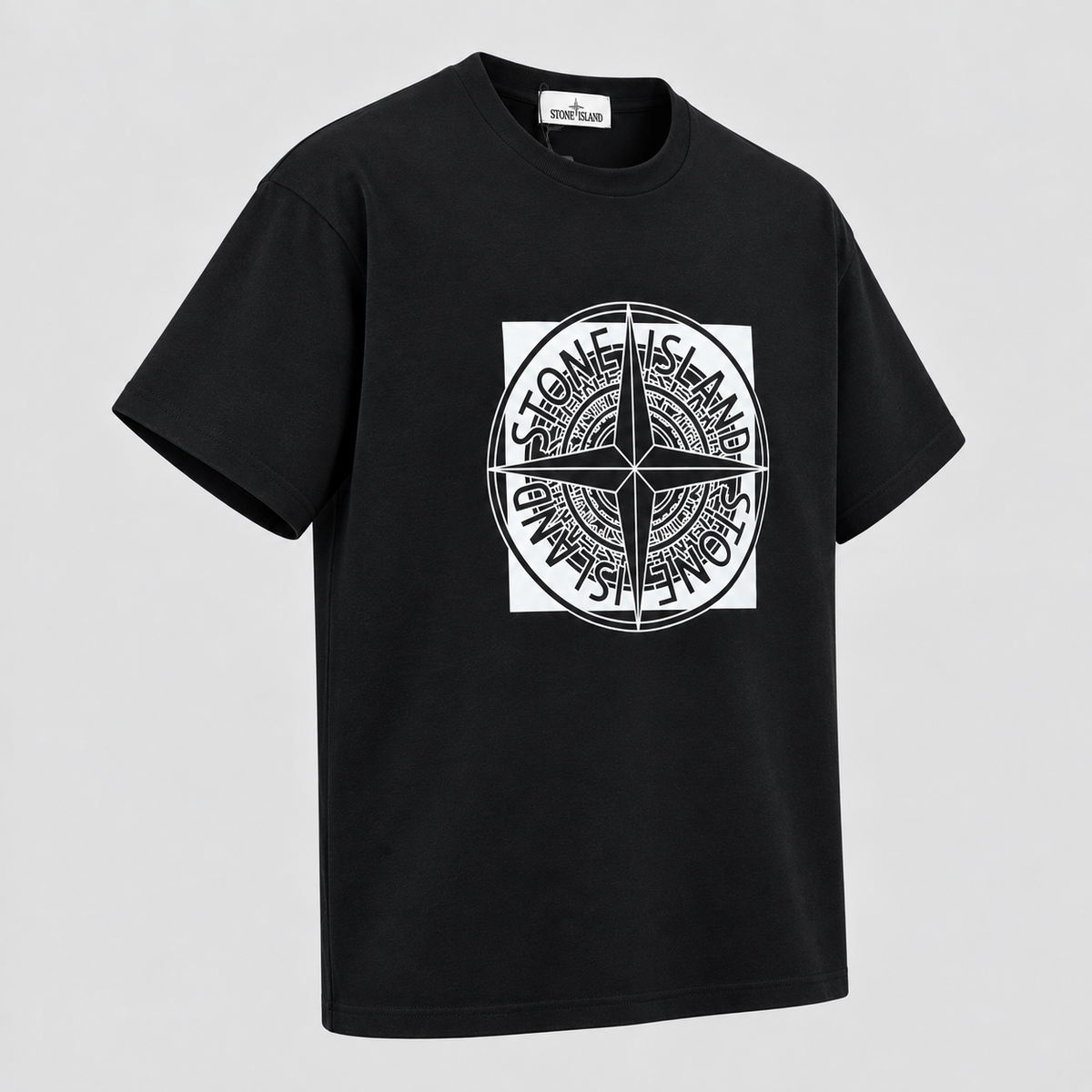 Stone Island Compass Print Street Style Black T-Shirt
