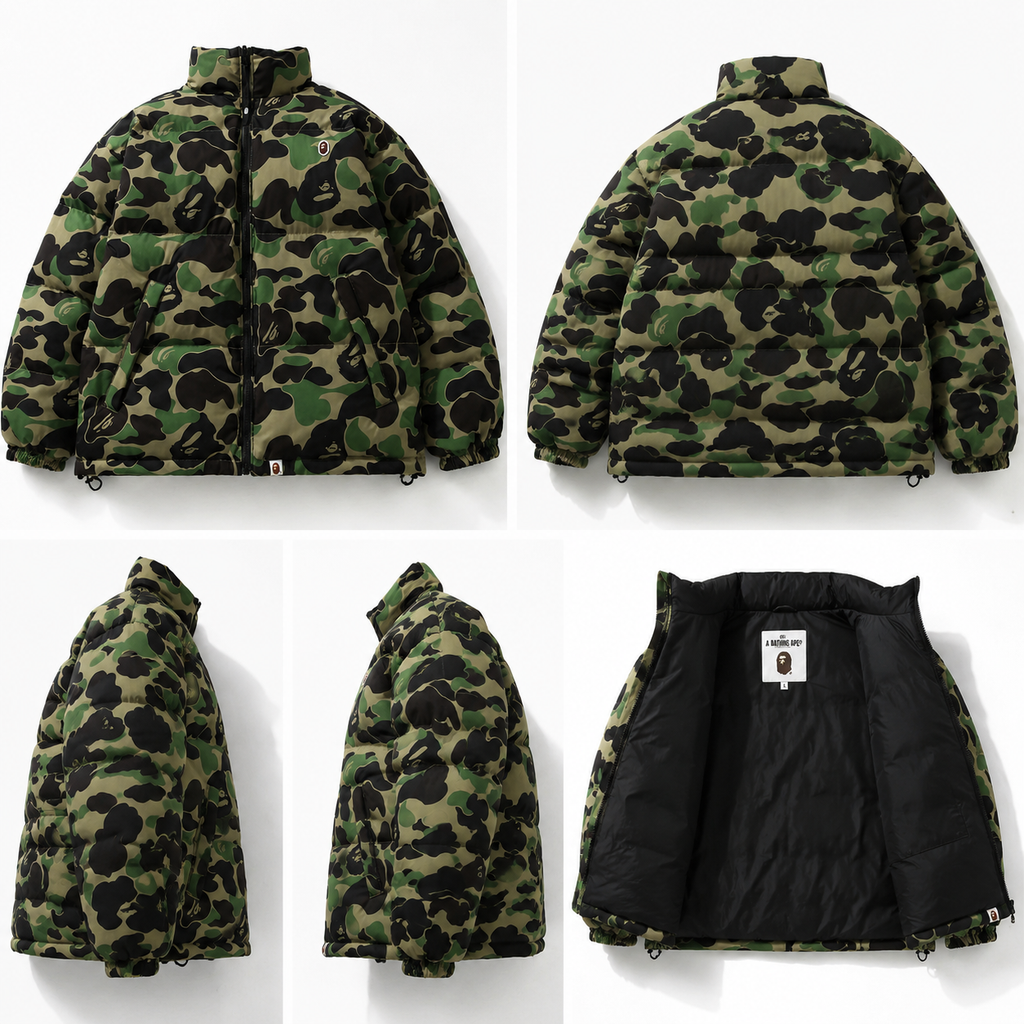 Bape camouflage-style down jacket