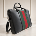 Gucci Web stripe briefcase bag Black Structured Work Green
