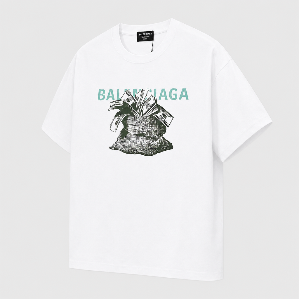 Balenciaga Money Bag Print White T-shirt