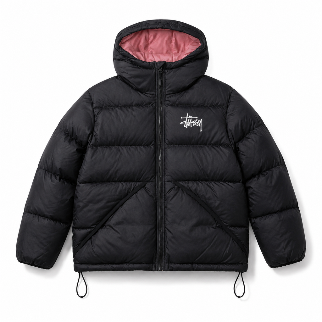 Stussy trendy and cool black down jacket