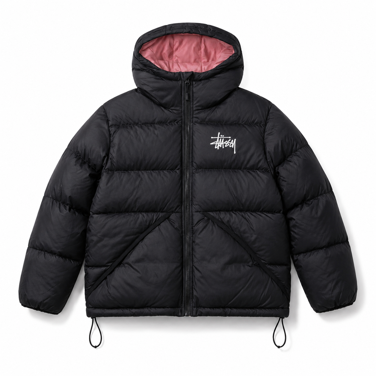 Stussy trendy and cool black down jacket